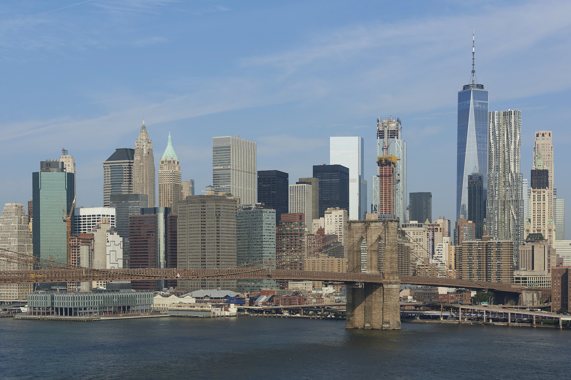 Brooklyn Bridge and New York city in the background